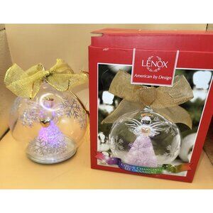 Lenox Angel Lit Ornament 4.75"  Color Changing LED  Glass Angel Figurine VL1013